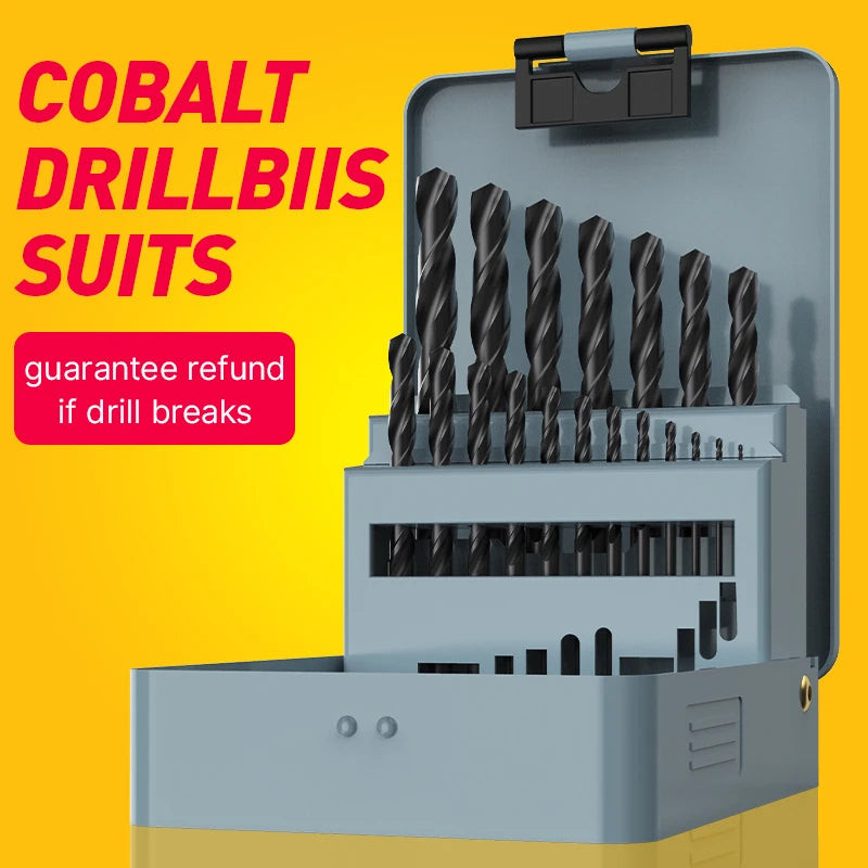 Ensemble de forets au cobalt pour acier inoxydable, bois, métal